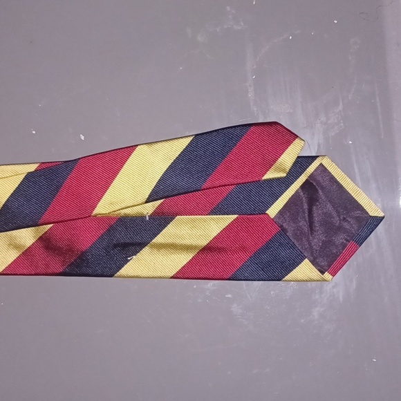 Bancroft Striped Red, Yellow, and Blue Men's Tie - Picture 4 of 4